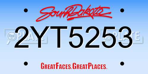 2YT5253 South Dakota License Plate