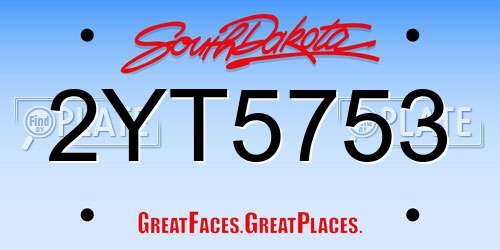 2YT5753 South Dakota License Plate
