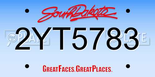2YT5783 South Dakota License Plate