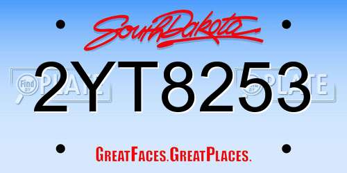 2YT8253 South Dakota License Plate