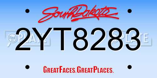 2YT8283 South Dakota License Plate