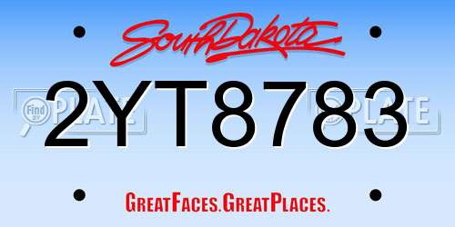 2YT8783 South Dakota License Plate