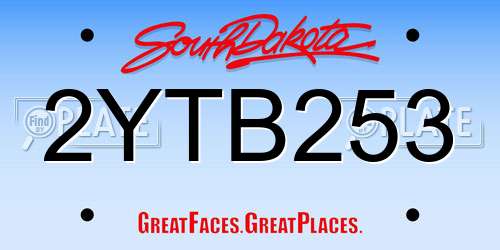 2YTB253 South Dakota License Plate