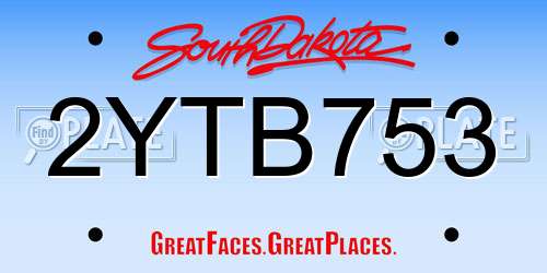 2YTB753 South Dakota License Plate