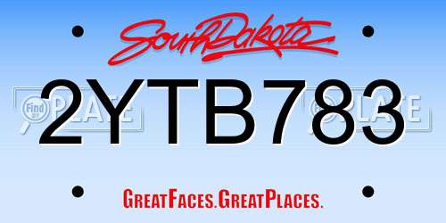 2YTB783 South Dakota License Plate