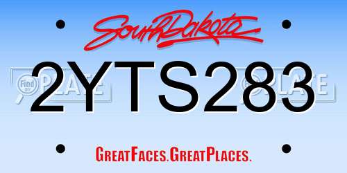 2YTS283 South Dakota License Plate