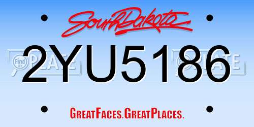 2YU5186 South Dakota License Plate