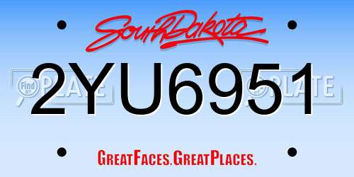 2YU6951 South Dakota License Plate