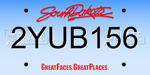 2YUB156 South Dakota License Plate