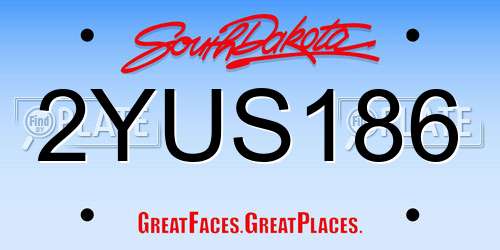 2YUS186 South Dakota License Plate