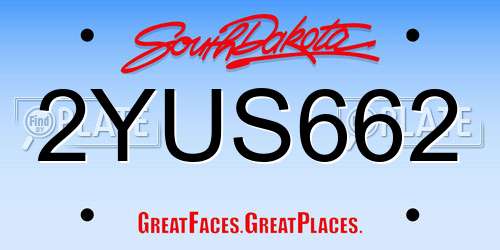 2YUS662 South Dakota License Plate
