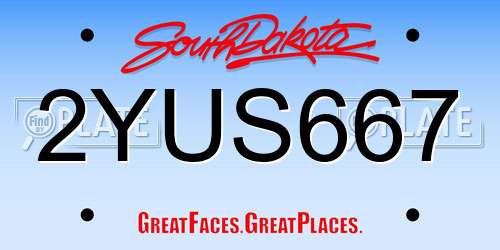 2YUS667 South Dakota License Plate