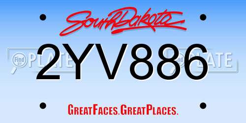 2YV886 South Dakota License Plate