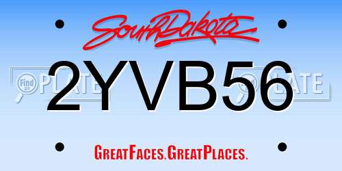 2YVB56 South Dakota License Plate
