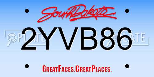 2YVB86 South Dakota License Plate