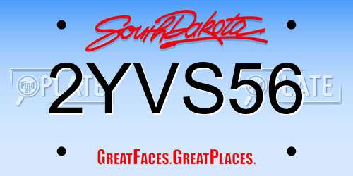 2YVS56 South Dakota License Plate