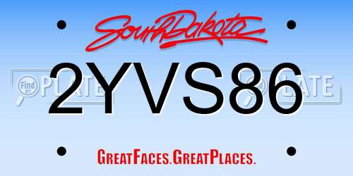 2YVS86 South Dakota License Plate