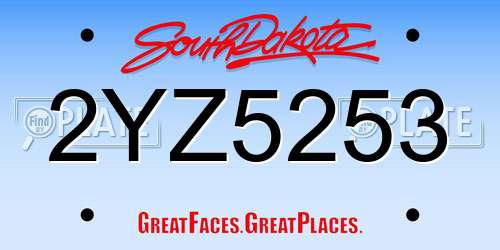 2YZ5253 South Dakota License Plate