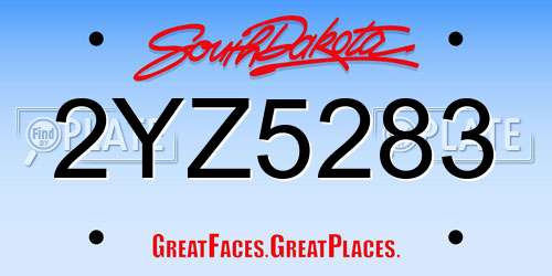 2YZ5283 South Dakota License Plate
