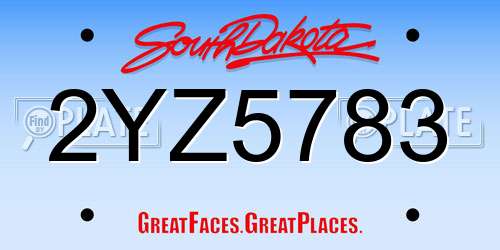 2YZ5783 South Dakota License Plate