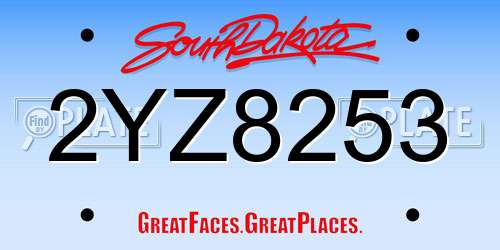 2YZ8253 South Dakota License Plate