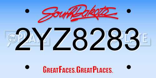 2YZ8283 South Dakota License Plate