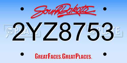 2YZ8753 South Dakota License Plate