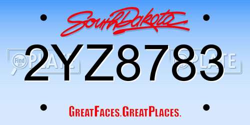 2YZ8783 South Dakota License Plate