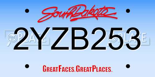 2YZB253 South Dakota License Plate
