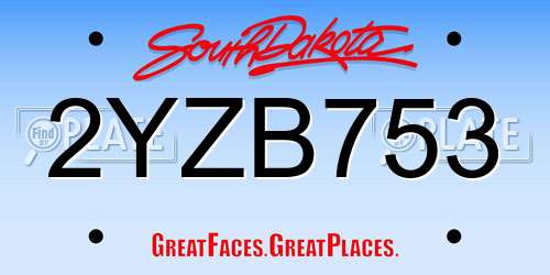 2YZB753 South Dakota License Plate