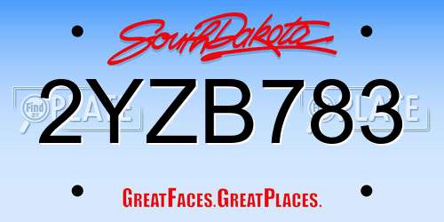 2YZB783 South Dakota License Plate