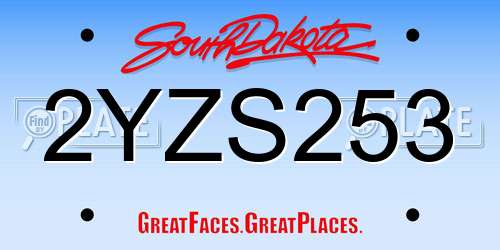 2YZS253 South Dakota License Plate