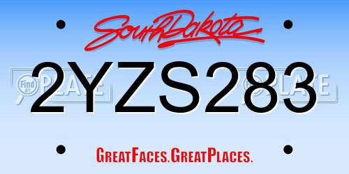 2YZS283 South Dakota License Plate