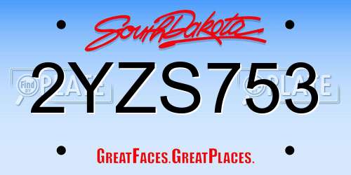 2YZS753 South Dakota License Plate