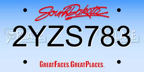 2YZS783 South Dakota License Plate