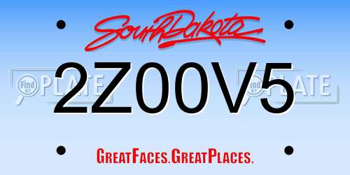 2Z00V5 South Dakota License Plate