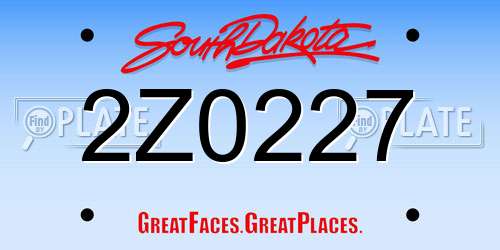 2Z0227 South Dakota License Plate