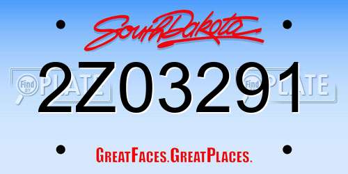 2Z03291 South Dakota License Plate