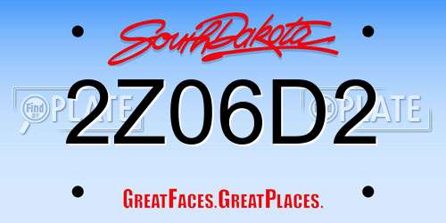 2Z06D2 South Dakota License Plate