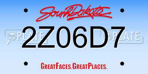 2Z06D7 South Dakota License Plate