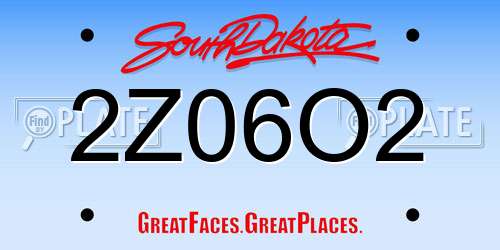 2Z06O2 South Dakota License Plate