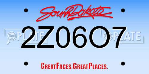 2Z06O7 South Dakota License Plate