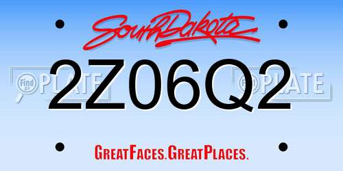 2Z06Q2 South Dakota License Plate