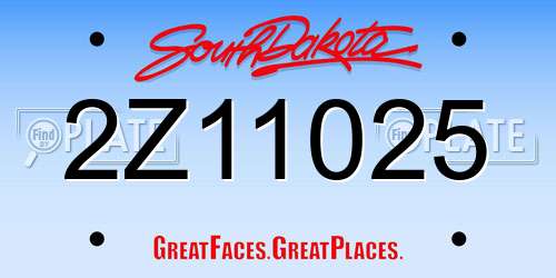 2Z11025 South Dakota License Plate