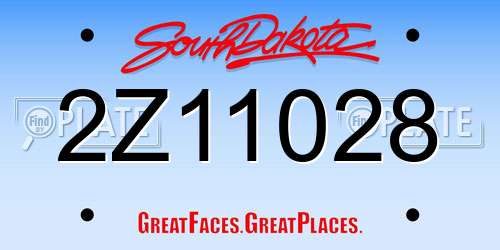 2Z11028 South Dakota License Plate