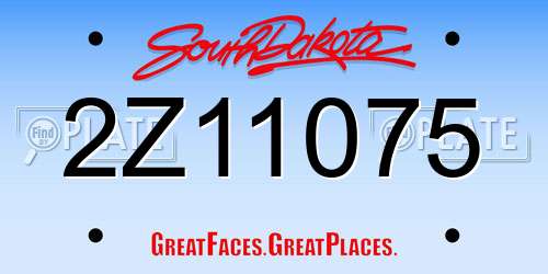 2Z11075 South Dakota License Plate