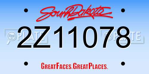 2Z11078 South Dakota License Plate
