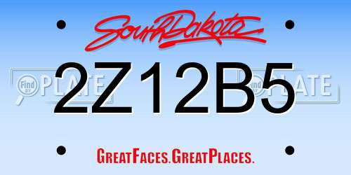 2Z12B5 South Dakota License Plate
