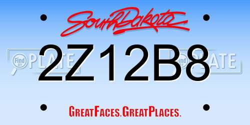2Z12B8 South Dakota License Plate