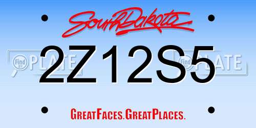 2Z12S5 South Dakota License Plate